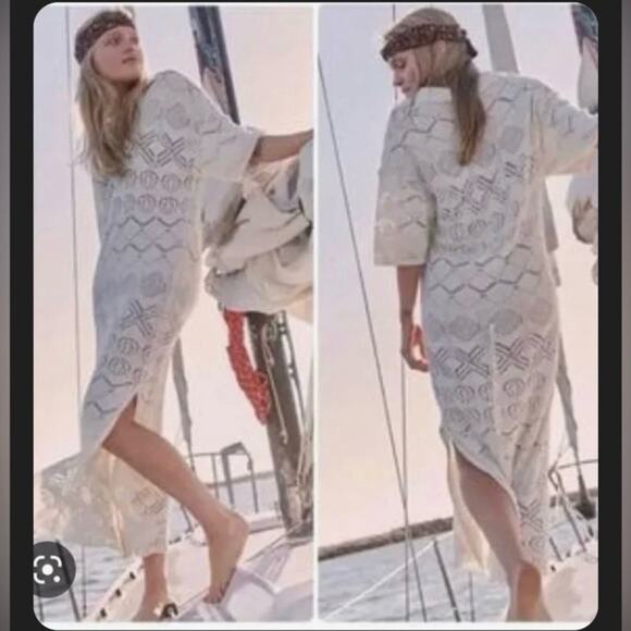Free People Other - Free People Islamorada Fauxchet Sweater Maxi Resort Beach sz S